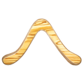 Image of Moilanen Arc  Boomerang Straight-on shot , V-shaped boomerang in honey-colored ash wood with smooth finish