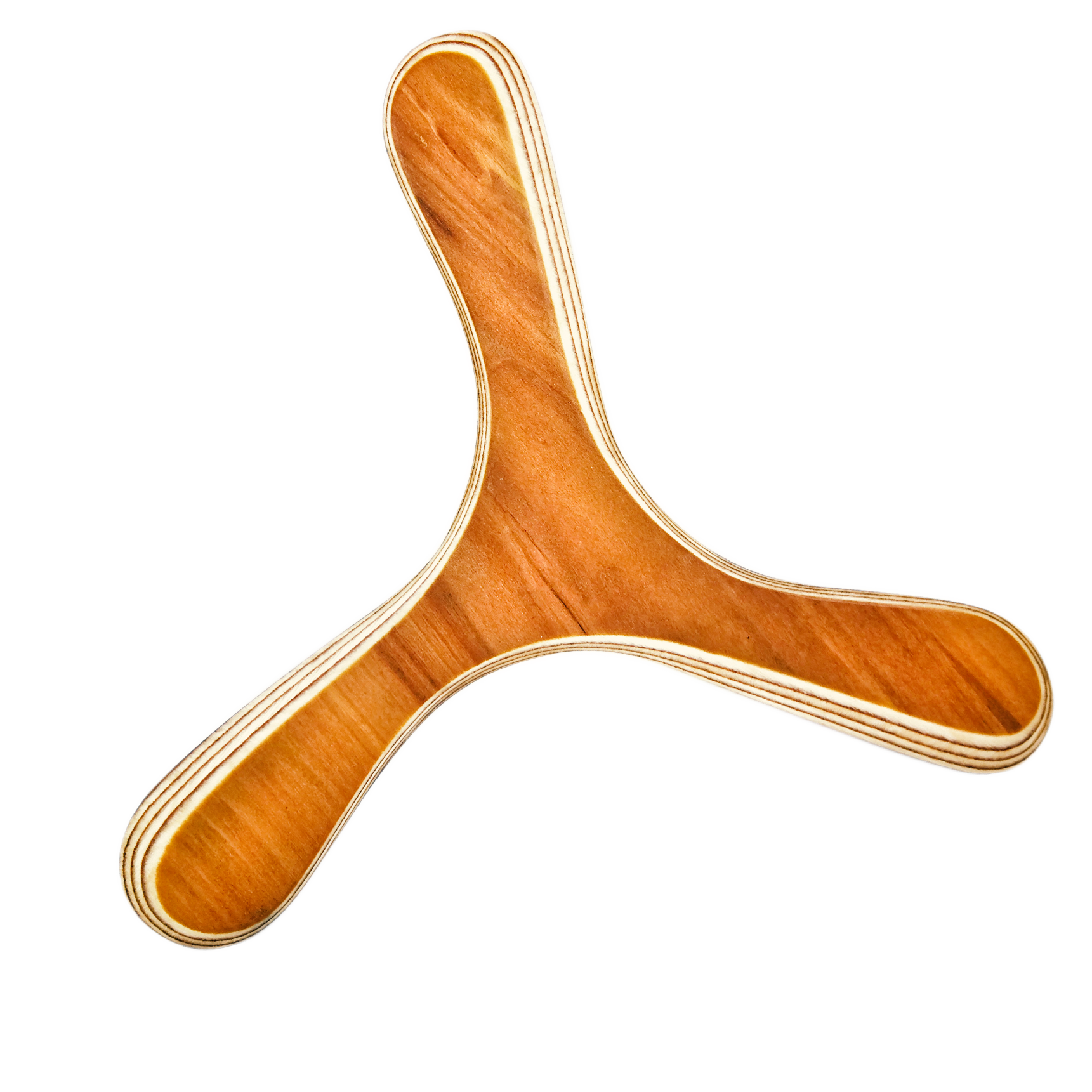 Image of Kugelblitz Boomerang straight-on shot with traditional cherry wood having warm reddish tones