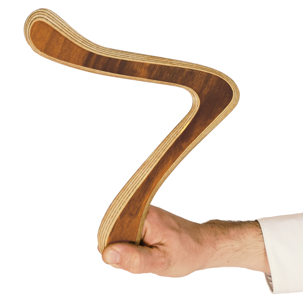 Image of Scout Boomerang size comparison shot with black fungal lines and natural patterns