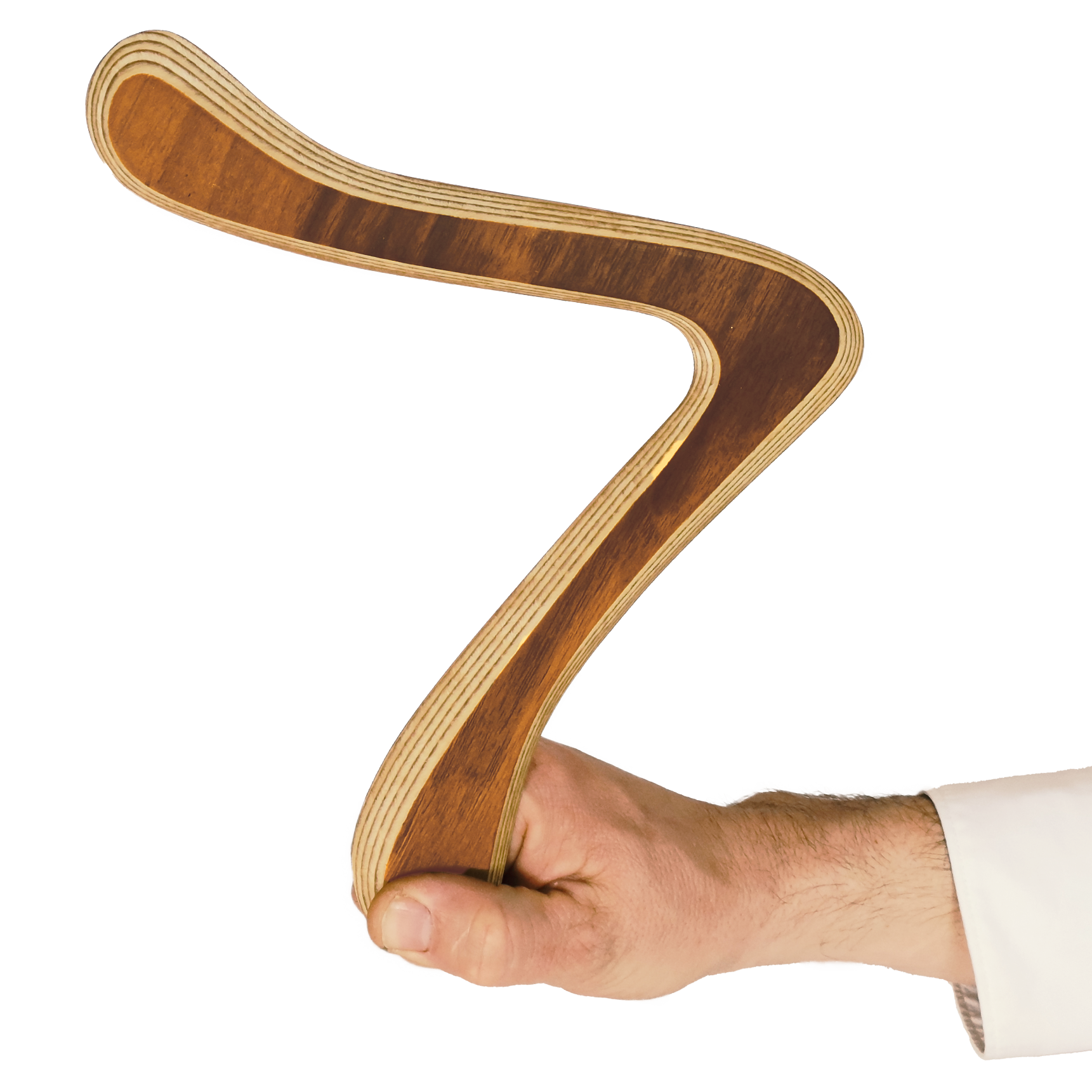 Image of Scout Boomerang size comparison shot with black fungal lines and natural patterns