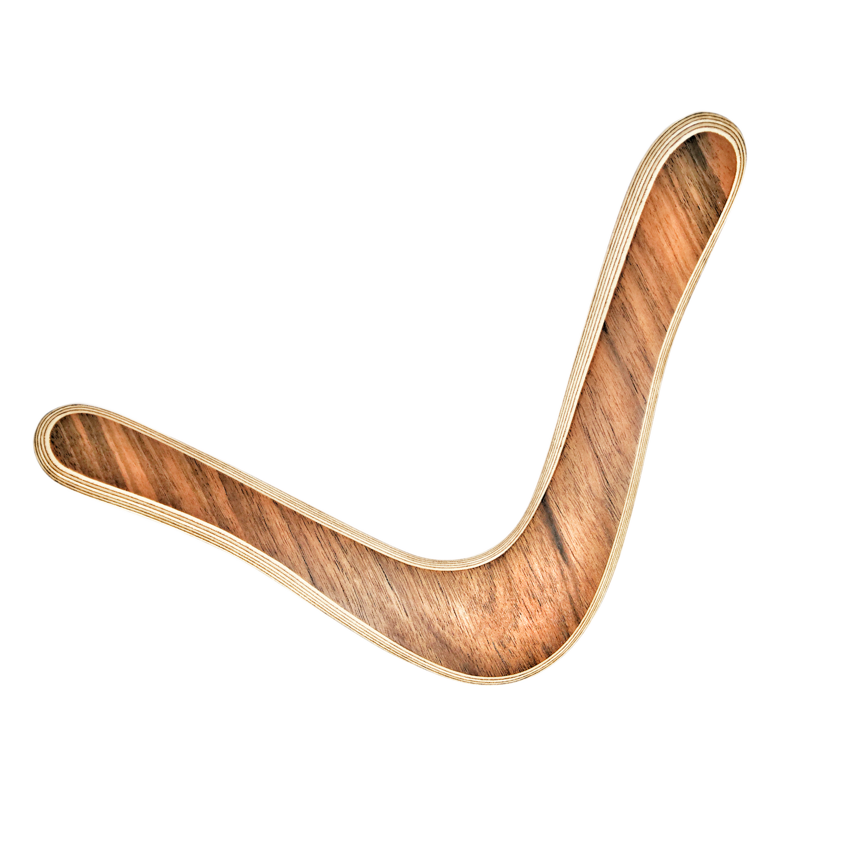Image of Sky Scraper dynamic shot oak wood boomerang showing straight grain pattern and natural finish