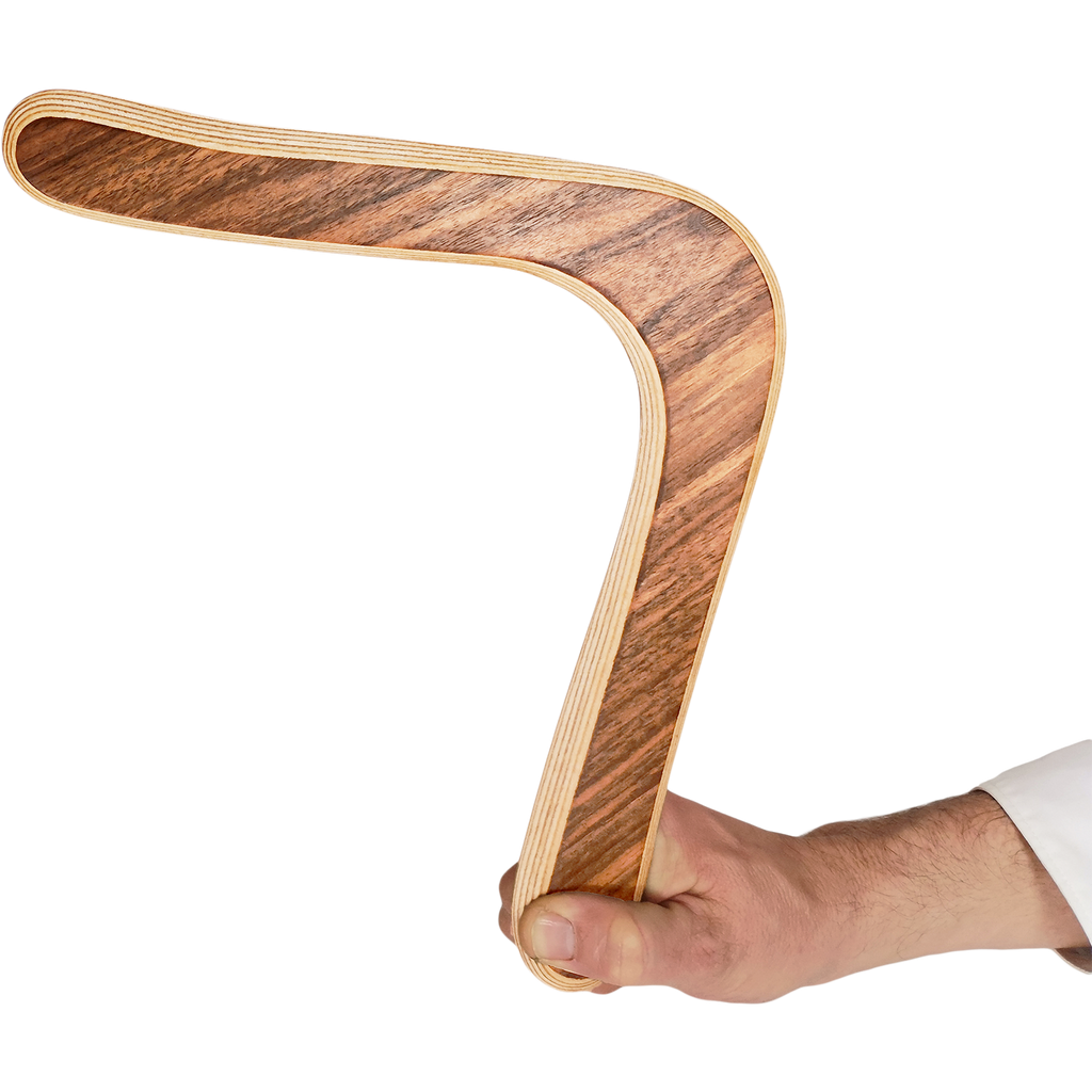 Image of Sky Scraper size comparison shot showing hand gripping angled oak,  displaying wood texture and throwing position