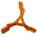 Image of Zeus straight-on shot with  three-arm Karelian birch burl, triangular center cutout and golden eye patterns